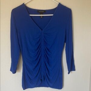 White House Black Market Royal Blue Ruched Blouse